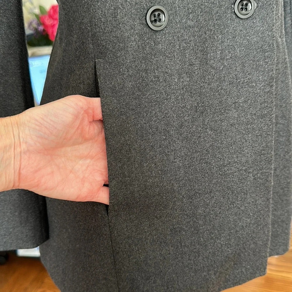 BANANA REPUBLIC Italian Wool Cashmere Double Breasted Coat Gray Lightweight 2 - Picture 6 of 15